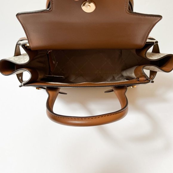 Michael Kors Carmen Medium Flap Satchel Shoulder Bag MK Vanilla - Picture 10 of 10